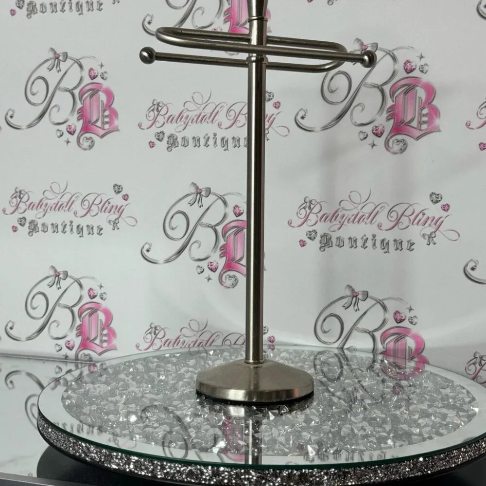 Towel stand hand towels or use as Jewelry Display Stand silver